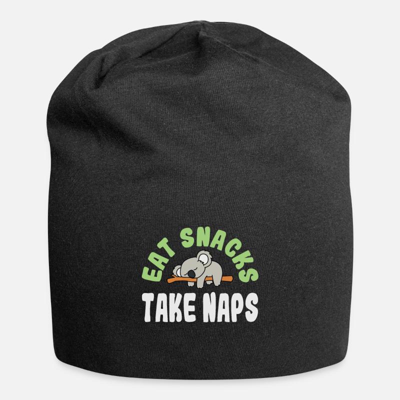 Eat Snacks Take Naps Süßes Koalabär Grafik Design - Jersey-Beanie - Schwarz