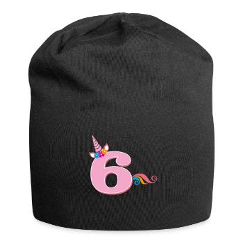 6th birthday unicorn - Jersey Beanie - black - Front