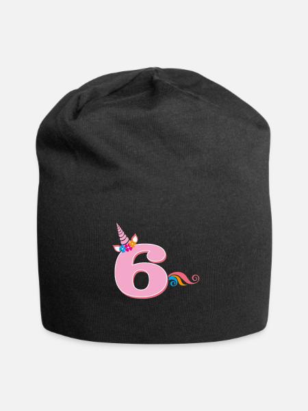 6th birthday unicorn - Jersey Beanie - black