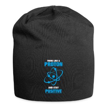 Think like a proton and stay positive - Jersey Beanie - black - Front