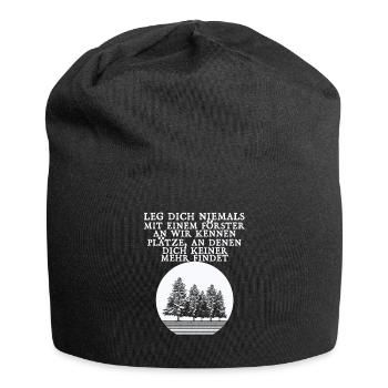 Leg Dich Niemals Mit Einem Förster An Geschenk - Jersey-Beanie - Schwarz - Vorne