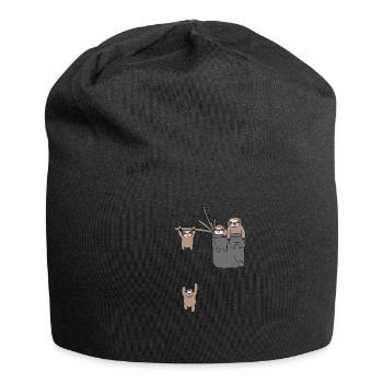 Funny sloths in the bag bag gift - Jersey Beanie - black - Front