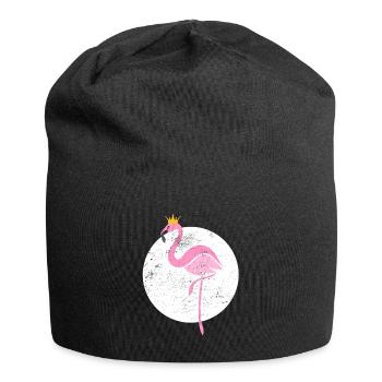 Flamingo Princess Crown Illustration - Jersey Beanie - black - Front