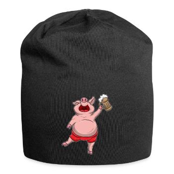 Lustiges Bier trinkendes Schwein - Jersey-Beanie - Schwarz - Vorne