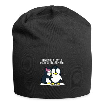 Je t'aime un cadeau de couples d'amour pingouin lottle - Bonnet en jersey - noir - Devant