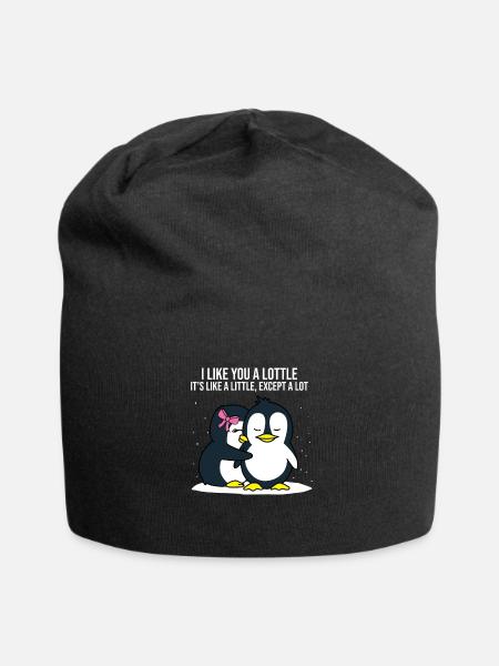 I like you a lottle Pinguin Liebe Paare Geschenk - Jersey-Beanie - Schwarz