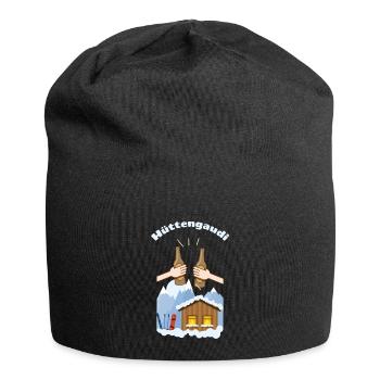 Hüttengaudi - Jersey-Beanie - Schwarz - Vorne