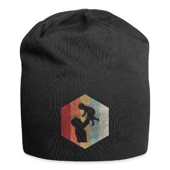 papa père fille cadeau rétro - Bonnet en jersey - noir - Devant