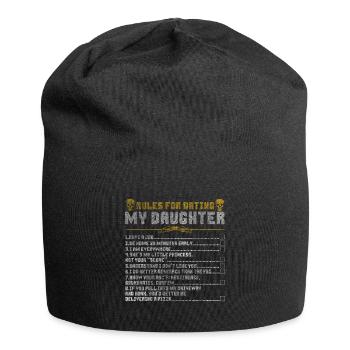 Papa Tochter Geschenk Regeln Herz Liebe - Jersey-Beanie - Schwarz - Vorne