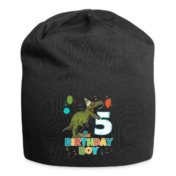 5 ans, fête d'anniversaire de garçon avec dinosaure Rex - Bonnet en jersey - noir - Devant