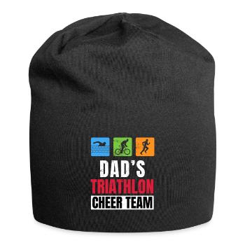 Vati-Triathlon-Anhänger-Familien-Beifall - Jersey-Beanie - Schwarz - Vorne