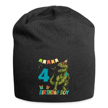 Fête de garçon d'anniversaire pour enfants de 4 ans - Bonnet en jersey - noir - Devant