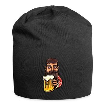 Barbe bière alcool boisson hipster barbe cadeau - Bonnet en jersey - noir - Devant