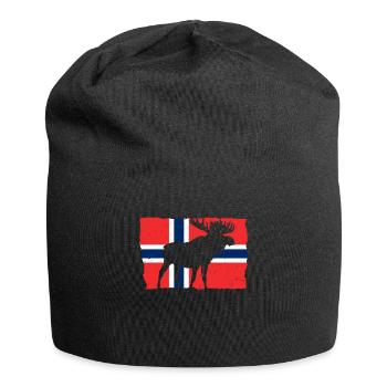 Norwegen Flagge Elch Tier Urlaub - Jersey-Beanie - Schwarz - Vorne
