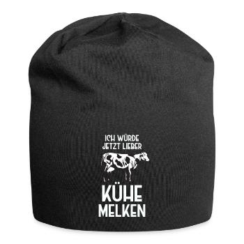 ich würde jetzt lieber kühe melken - Jersey-Beanie - Schwarz - Vorne