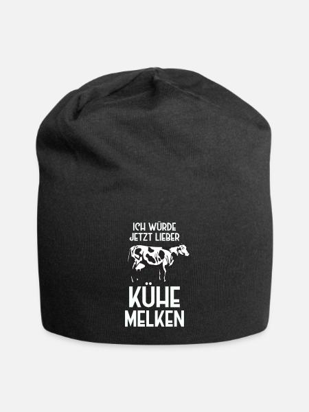 ich würde jetzt lieber kühe melken - Jersey-Beanie - Schwarz