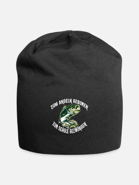 Angeln ZUM ANGELN GEBOREN ZUR SCHULE GEZWUNGEN - Jersey-Beanie - Schwarz