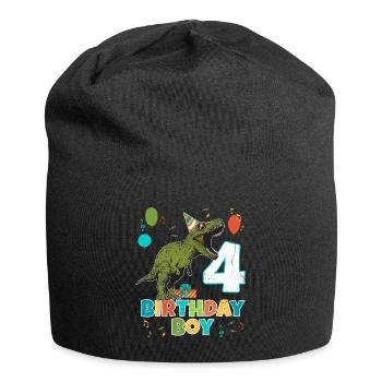 4 ans, fête d'anniversaire, garçon, dinosaure T Rex - Bonnet en jersey - noir - Devant