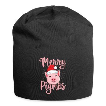 Joyeux Pigmas Cochon De Noël T-shirt Femmes Agriculteurs - Bonnet en jersey - noir - Devant