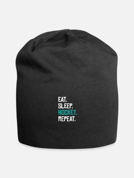 Eat. Sleep. Hockey. Repeat. Eishockey Teamsport - Jersey-Beanie - Schwarz