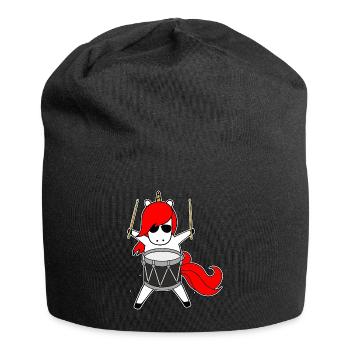 Drummer Einhorn - Einhorn liebt Schlagzeug - Jersey-Beanie - Schwarz - Vorne