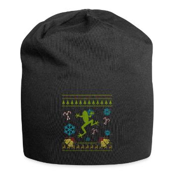 Custom Christmas Sweater Shirt Pet Frog Shirt - Jersey Beanie - black - Front