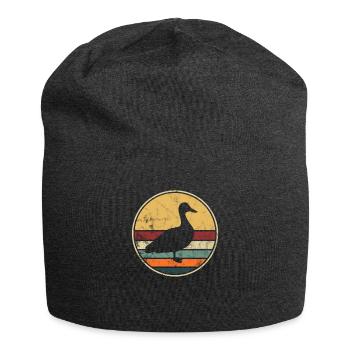 Duck Vintage Retro Distressed Look Ducks Poultry - Jersey Beanie - charcoal grey - Front