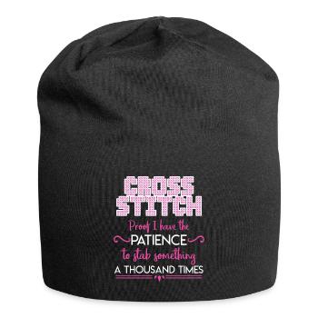 Kreuzstich Kreuzstich Lustige Nadelspitze - Jersey-Beanie - Schwarz - Vorne