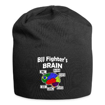 bjj brazilian jiu jitsu wrestle bottom gift brain - Jersey Beanie - black - Front