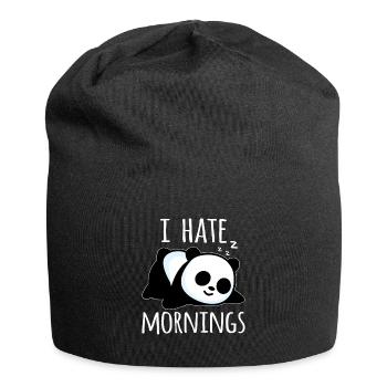 I hate Morning's funny panda bamboo sleepyhead - Jersey Beanie - black - Front