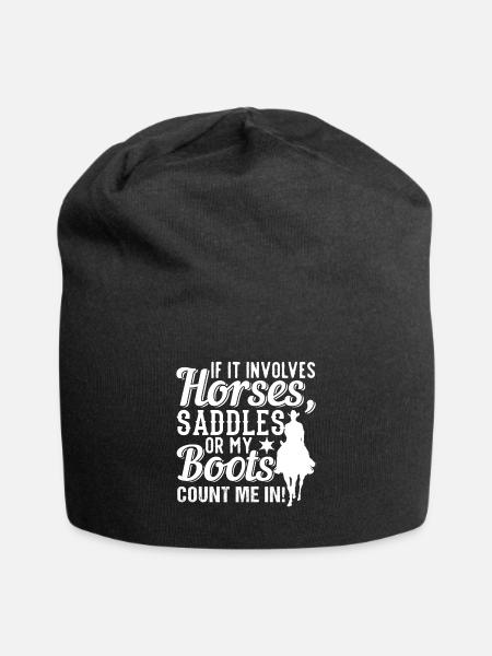 Horses Saddles Boots Rodeo Cowboy - Jersey-Beanie - Schwarz