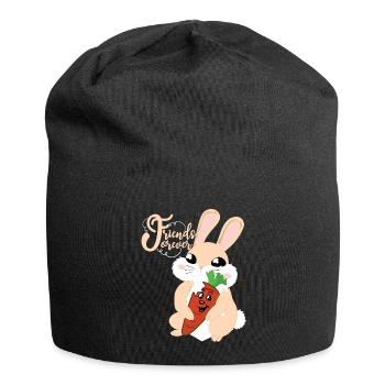 Dessinateur de bande dessinée mignonne amis pour toujours la carotte lapin - Bonnet en jersey - noir - Devant