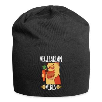 Netter vegetarischer Schwarm tragen Karikaturist oder Karikaturen - Jersey-Beanie - Schwarz - Vorne