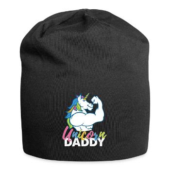 Einhorn-Vati - lustiges Fitness-Gymnastik-Regenbogen-Vati-Geschenk - Jersey-Beanie - Schwarz - Vorne