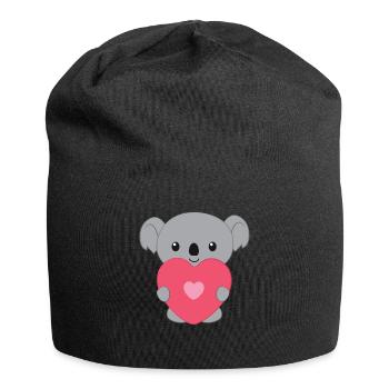 Koala – Koalabär – Koalafan - Valentinstag - Herz - Jersey-Beanie - Schwarz - Vorne