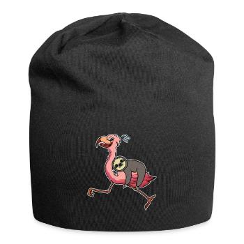 Sloth Flamingo Runs Cartoon Funny Gift - Jersey Beanie - black - Front