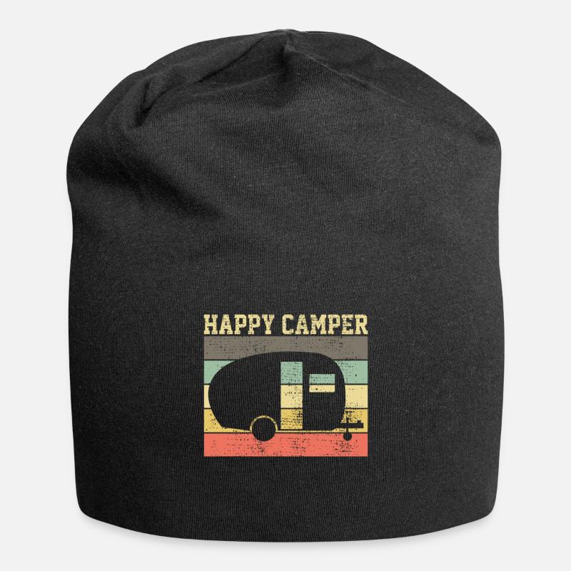 Camping Camping Happy - Jersey Beanie - black