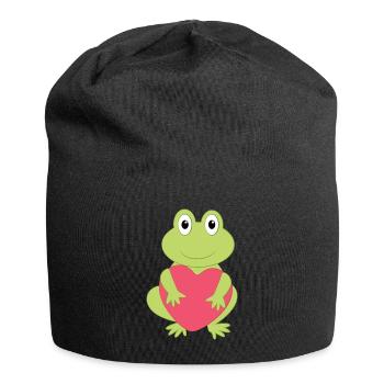 Grenouille - Grenouilles - Saint Valentin - Coeur - Cadeau - Bonnet en jersey - noir - Devant