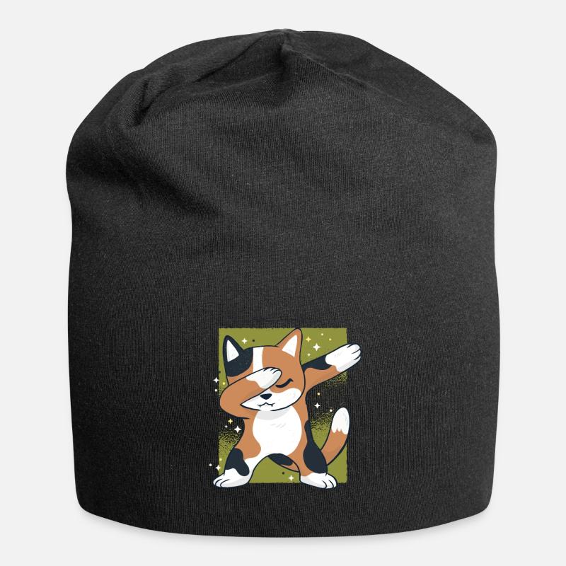 Dab Dabbing Cat Cats Kitten Dancing - Jersey Beanie - black