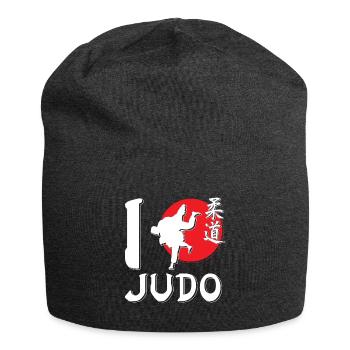 Judo fighters love martial arts - Jersey Beanie - charcoal grey - Front