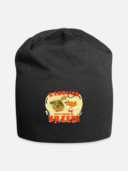 Animal protection animals cat dog animal rescue gift - Jersey Beanie - black