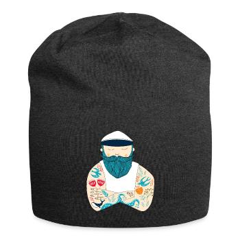 Tätowierter, bärtiger, skandinavischer Seemann - Jersey-Beanie - Anthrazit - Vorne