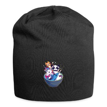 Panda Katze Einhorn Hai - Jersey-Beanie - Schwarz - Vorne