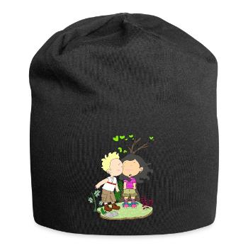 Love couple kiss gift shirt - Jersey Beanie - black - Front