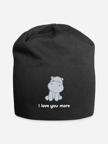 Flusspferd – Hippopotamus - Hippo - Ich liebe Dich - Jersey-Beanie - Schwarz