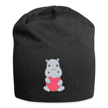Hippopotame - Hippopotame - Hippopotame - Cœur - Bonnet en jersey - noir - Devant