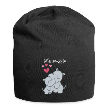 Hippopotame - Hippopotame - Hippopotame - Famille - Coeur - Bonnet en jersey - noir - Devant
