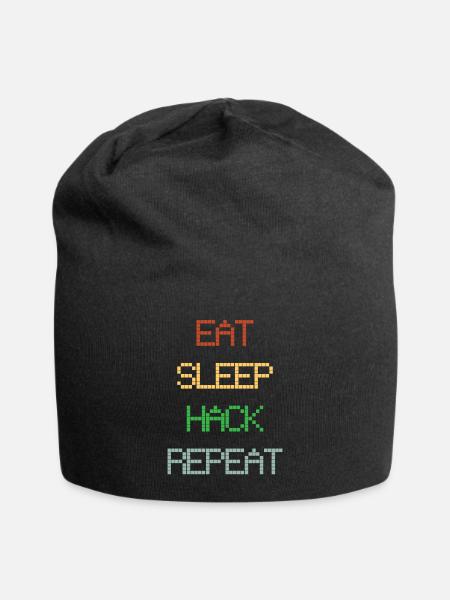 HACKER Essen Schlafen Wiederholen - Jersey-Beanie - Schwarz