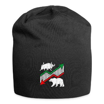 Bulle und Bär ETF Aktien Börse Markt Geschenk - Jersey-Beanie - Schwarz - Vorne