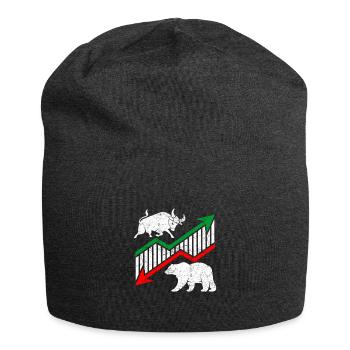 Bulle und Bär ETF Aktien Börse Markt Geschenk - Jersey-Beanie - Anthrazit - Vorne